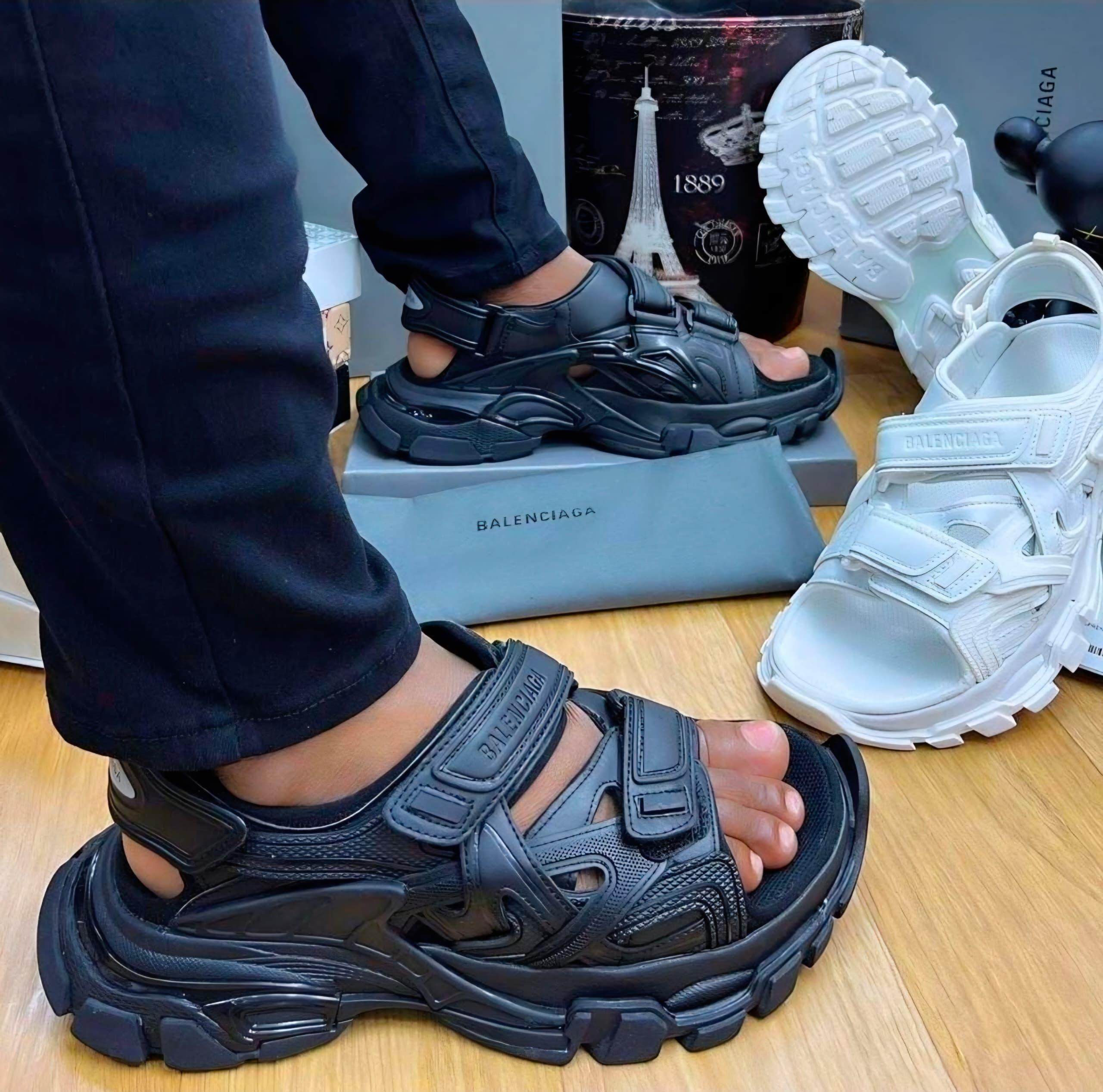 Balenciaga Track Sandals: Multi-Layered Chunky Slide