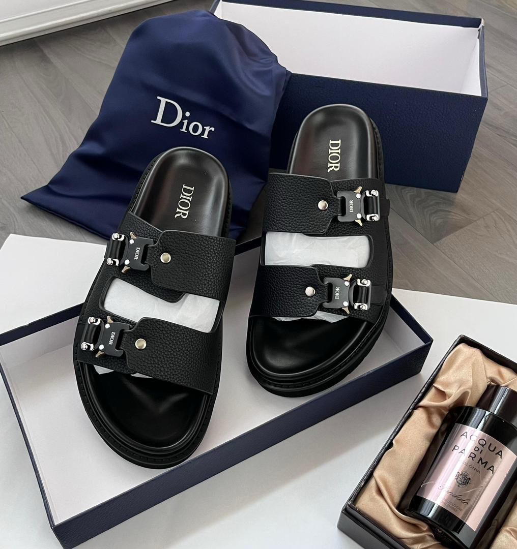 Dior Alias Sandals in Black Grained Calfskin