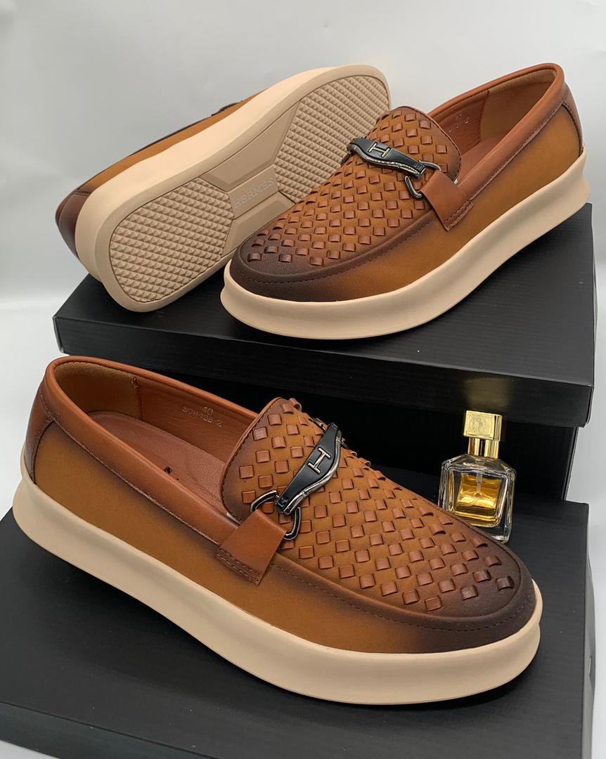 Hermès Paris Brown Leather Loafers