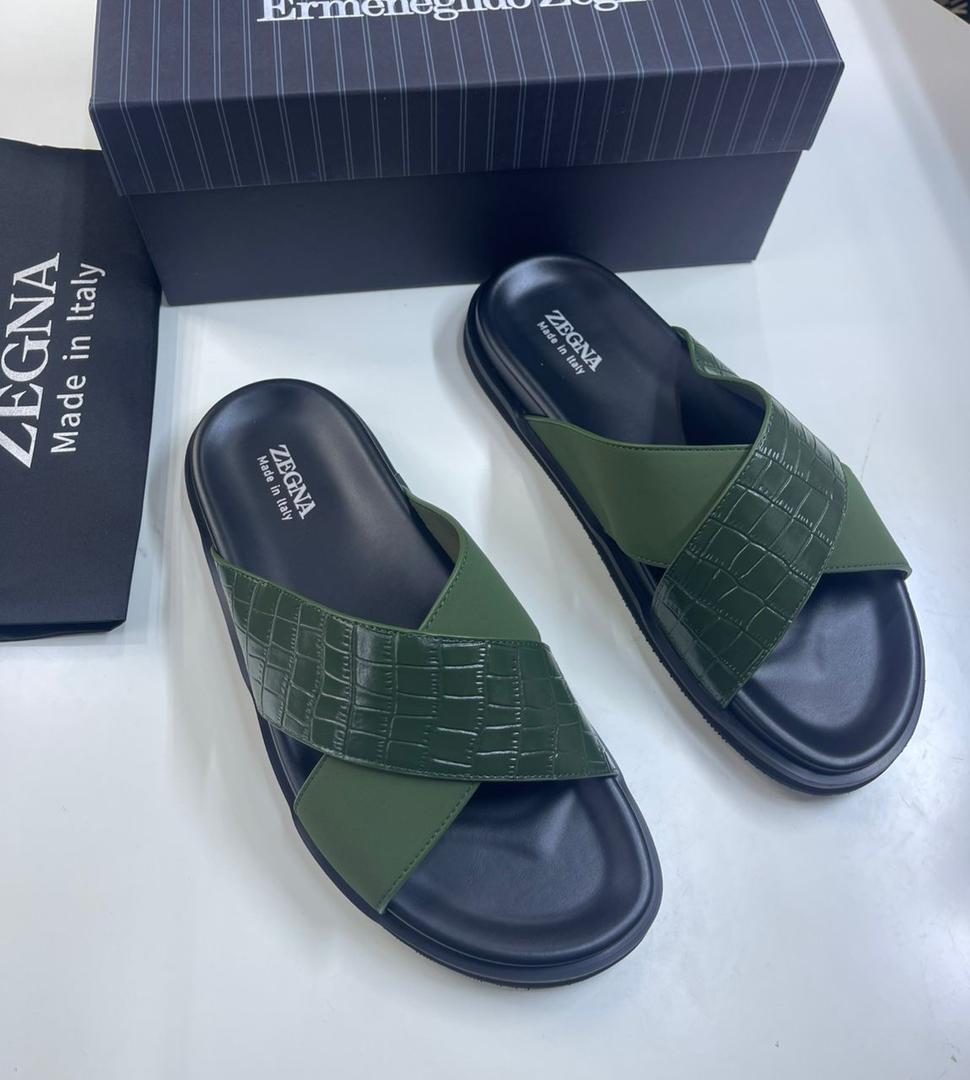 Buy trendy type: Zegna Crocodile Embossed Slides | Best online store for clothes and shoes